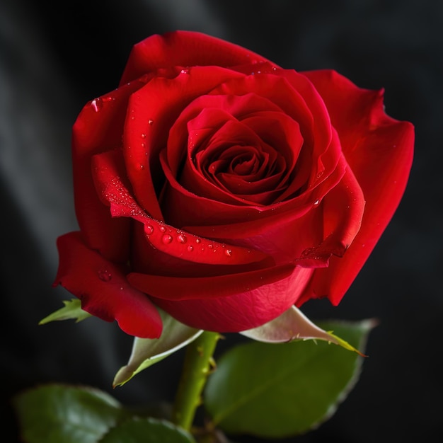 A red rose with water drops on it