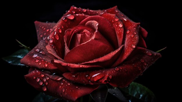 A red rose with water drops on it