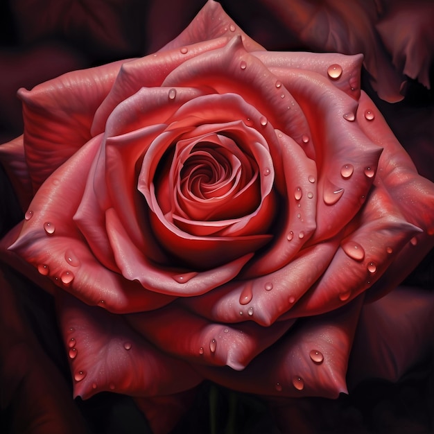 A red rose with water drops on it