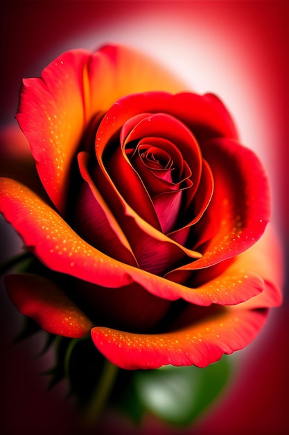 Красная роза со словом любовь на ней