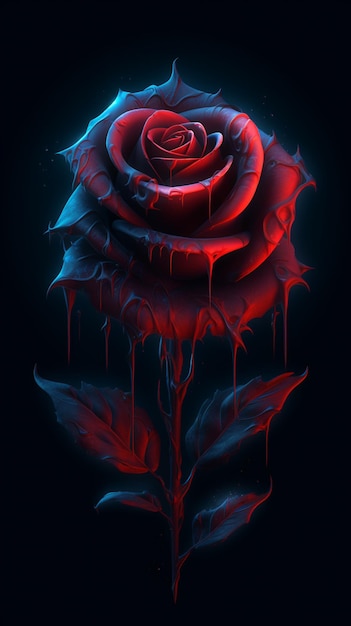 Красная роза со словом любовь на ней