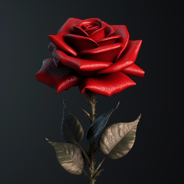 A red rose with the word rose on it