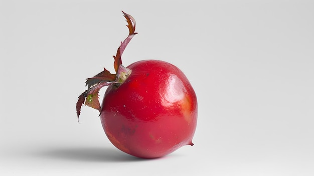 red rosehip with bright surface on white background
