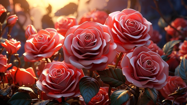 red roses 3d render image