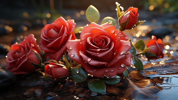 Красные розы 3D рендеринговое изображение