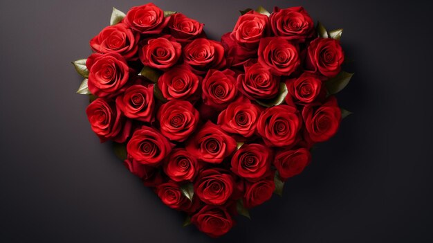 Фото Красные розы расположены в форме сердца