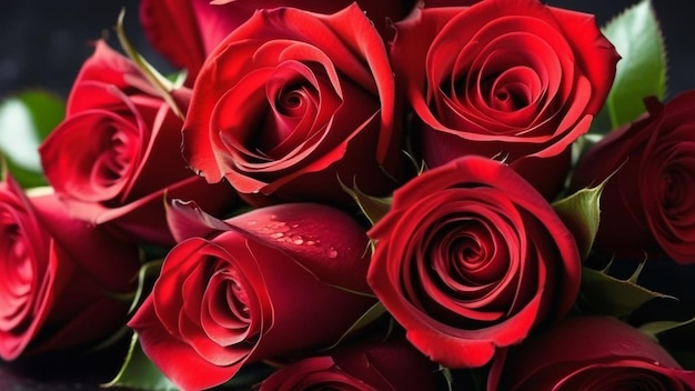 写真 赤いバラの花束