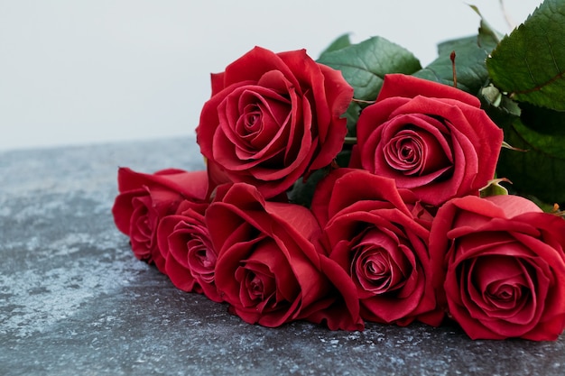 Red roses on concrete background