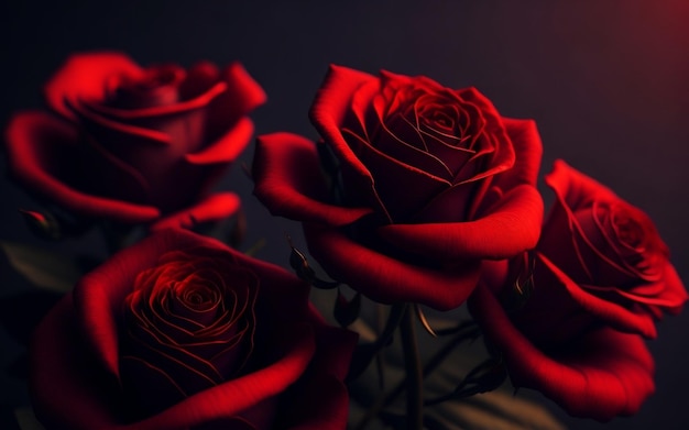 Red roses in a dark background