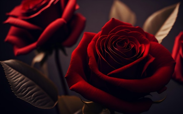 Red roses in a dark background