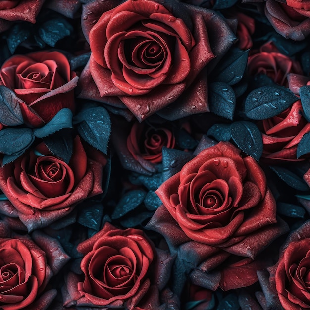 Red roses in a dark background