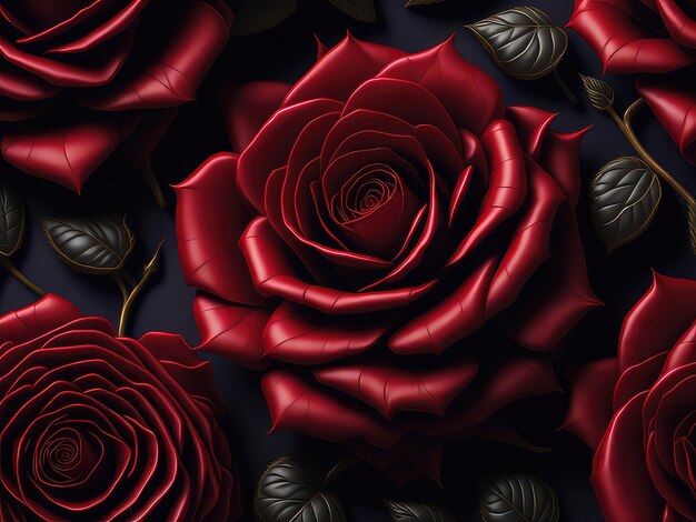 Red roses in a dark background