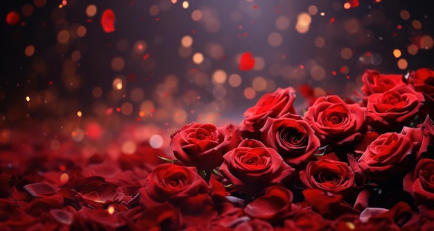 red roses falling out of the background