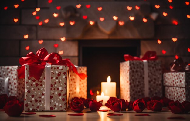 red roses and gift box