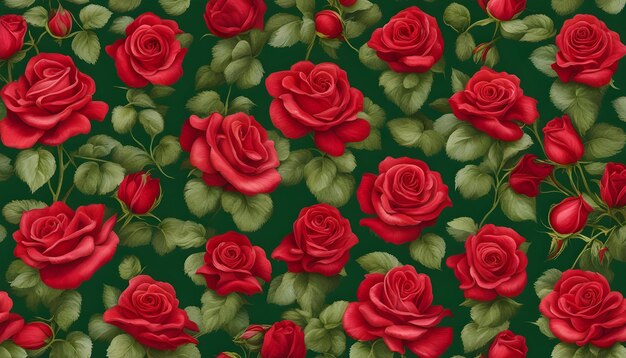 Photo red roses on a green background