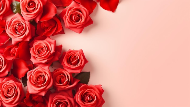 red roses on a pink background