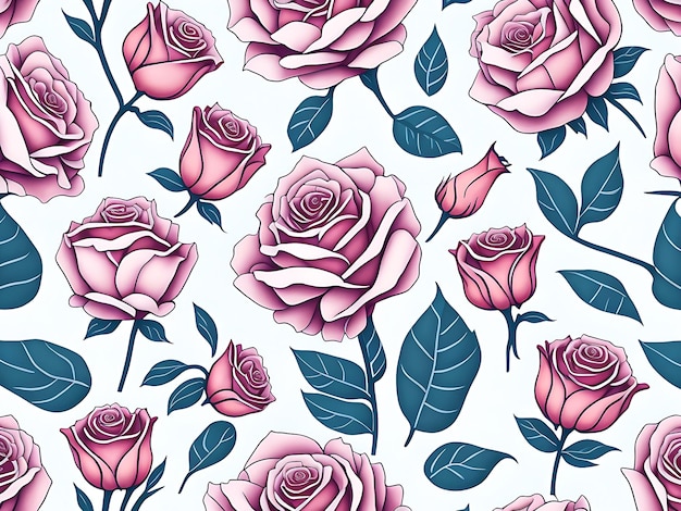 Red roses Seamless handpainted watercolor pattern Vintage floral fabric