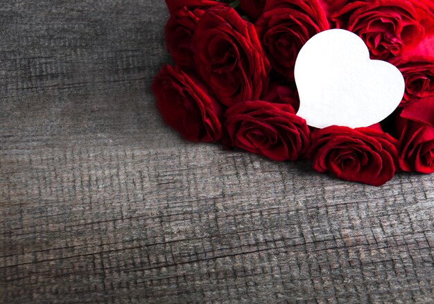 Red roses on a table