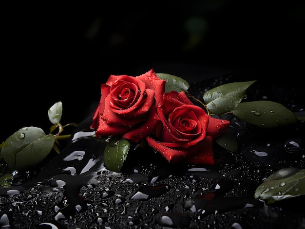 Red Roses and Valentine's Gift on a Table