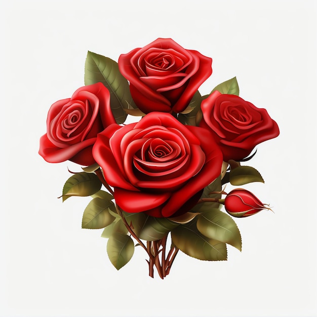 Red Roses for Valentines Day on a transparent background