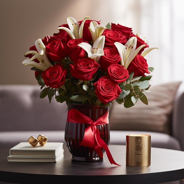 red roses in vase