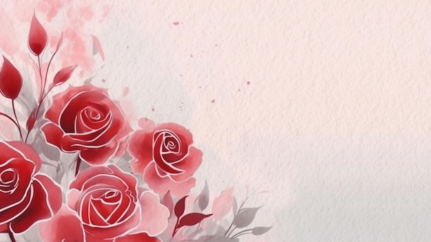 Red roses on a white background with a place for text
