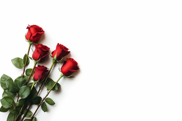 Red roses on a white background