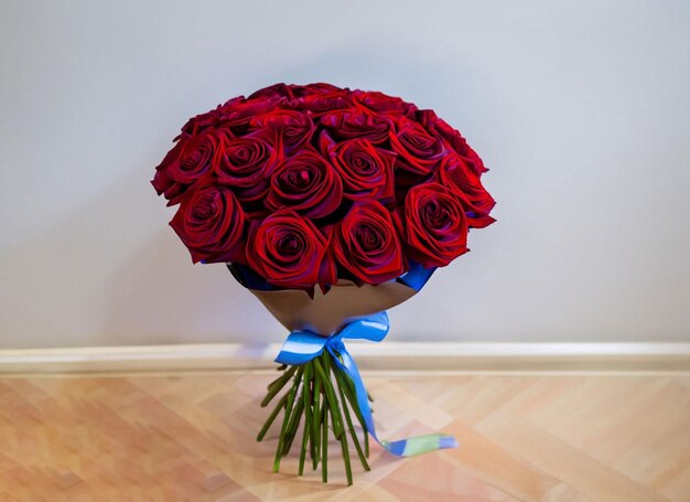 red roses with decorative hearts and presents