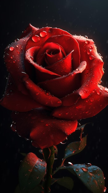 Red roses with water drops on the background