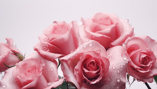 Фото Красные розы с каплями воды на белом фоне концепция дня святого валентина