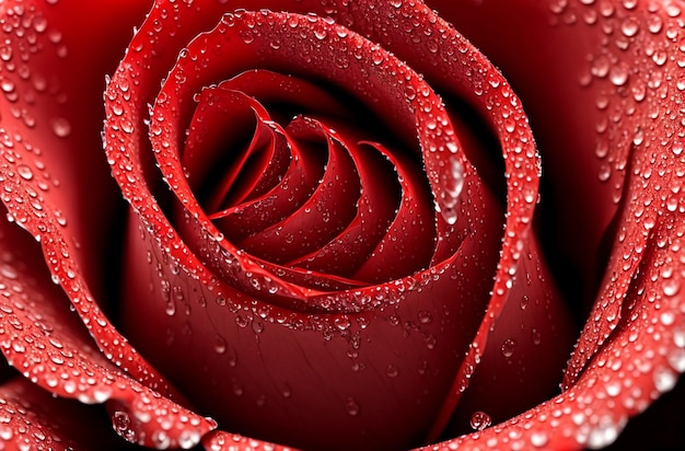 Red roses with water drops on the petals