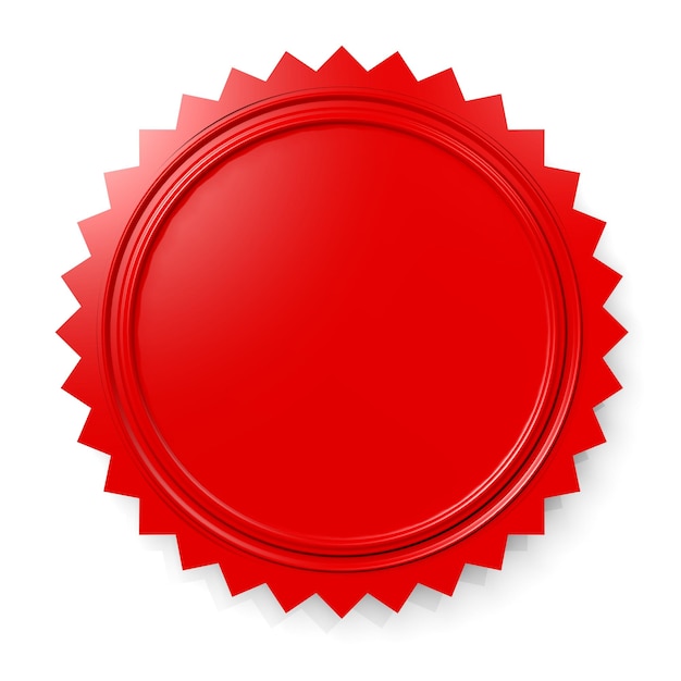 Red round badge isolated on white background