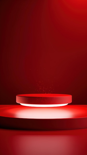 A red round table with a red button that says'the word'on it '