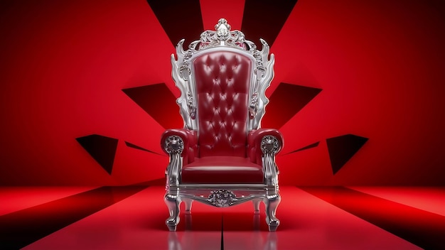 Foto sedile reale rosso su uno sfondo rosso e nero trono vip trono reale rosso rendering 3d
