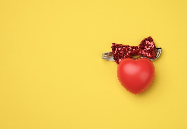 Red rubber heart, top view