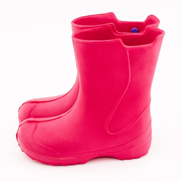 Red rubber rain boots