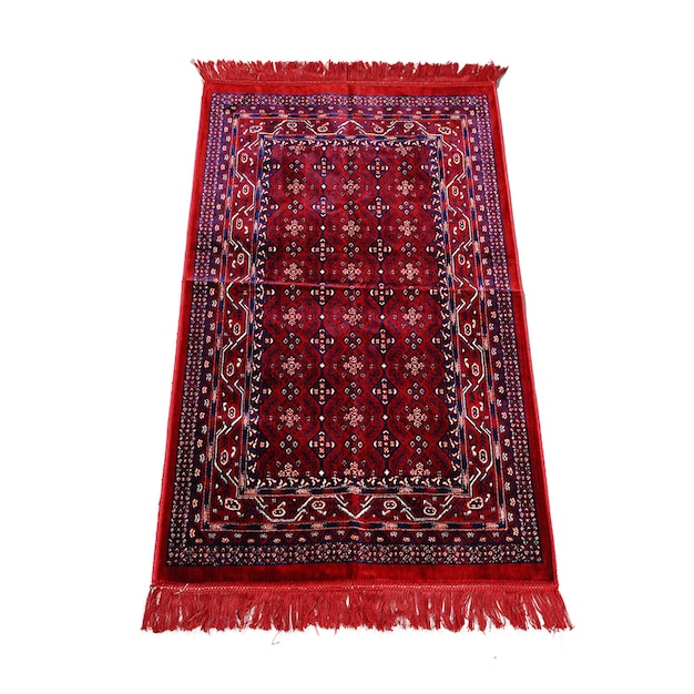 A red rug with a red rug with a white background