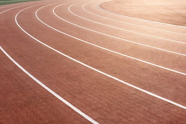 Red running track in stadium