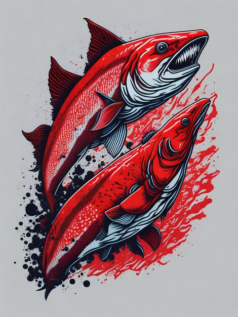 Photo red salmon fish with splashes on it