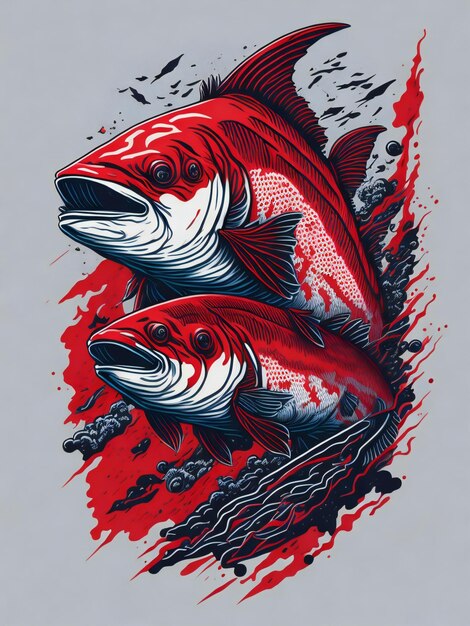 Photo red salmon fish with splashes on it