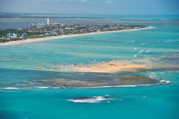 red sand island  cabedelo near joao pessoa paraiba brazil on november 15 2012 aerial view