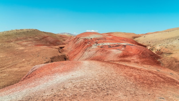 Red sand mountains in the desert area of Azerbaijan