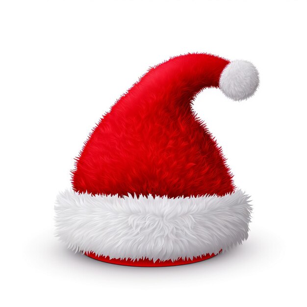 Foto cappello rosso di babbo natale su sfondo bianco