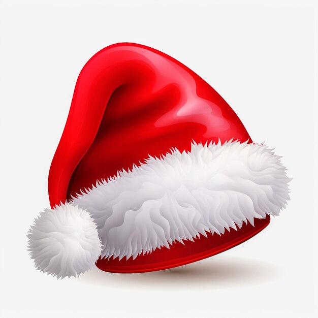Красная шляпа Санта-Клауса на белом фоне