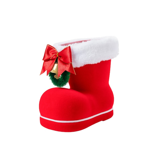 Red Santa's boot isolated on white background