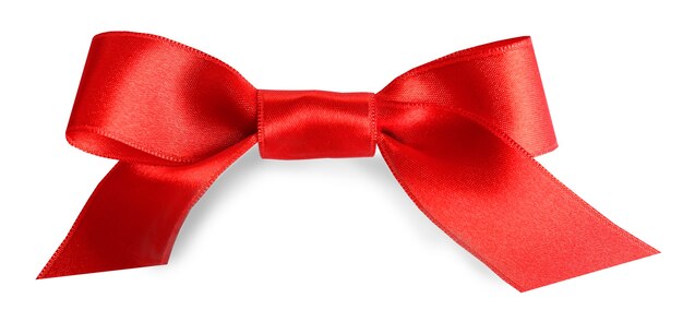 Red satin bow isolated on white