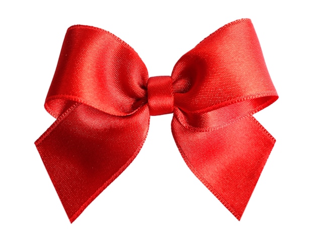 Photo red satin bow isolated on white