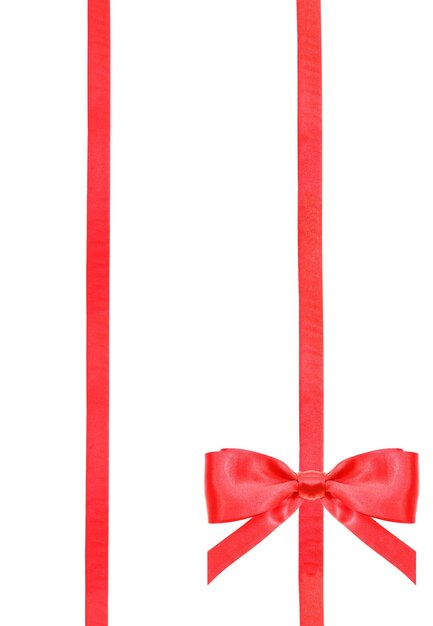 Red satin bow knot and ribbons on white set 52