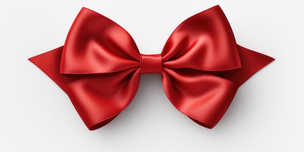 red satin bow on white background