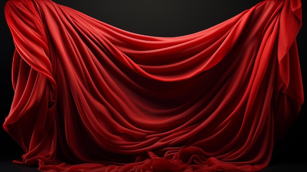 Photo red satin cloth on a dark background